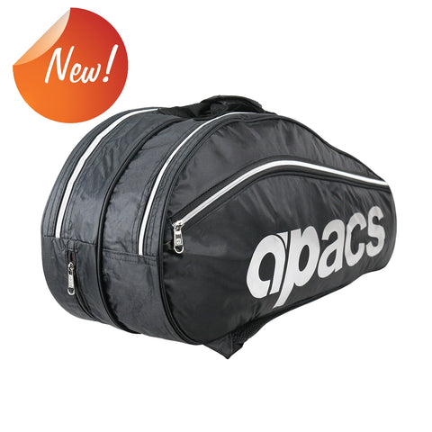 Apacs Double Compartment Racket Bag - D2611 Black/Silver